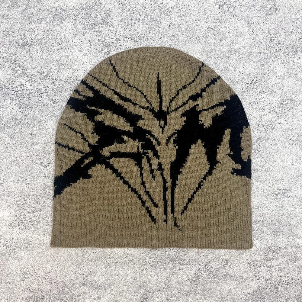 Y2k 2000s grunge gothic punk beige warm weather beanie